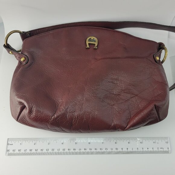 Vintage Etienne Aigner Burgundy Dark Red Leather Shoulder Bag Purse 12x8" - Picture 14 of 15